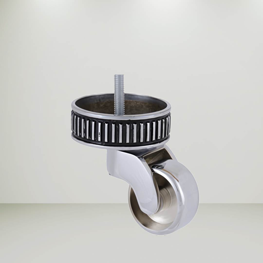 Round Shallow Cup Castor  Black Chrome Finish with m8 bolt 